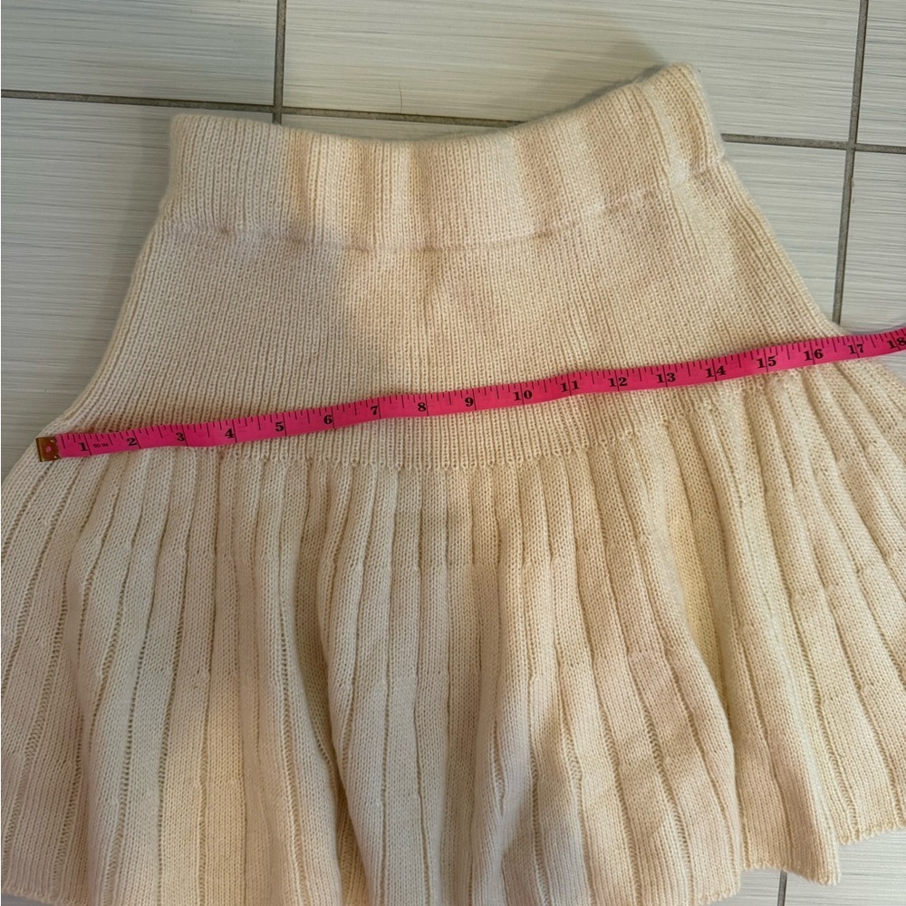 Oatmeal Ribbed Knit Sweater & Skirt Set Turtleneck Top Mini Skirt Cozy small - Picture 9 of 9